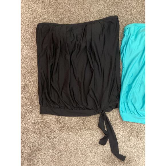Athena Blouson Bandini Flowy Side Tie Top Bundle(2)in Black and Turquoise, sz 10 - Picture 2 of 4